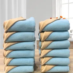 LABHAM Euphoria Turquoise Blue & Beige 12 Pieces 450 GSM Reversible Hand Towel-11