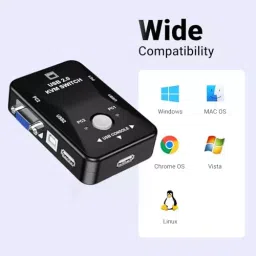 PremiumAV 2-Port USB 2.0 KVM Switch Box Control 2 Computers with 1 USB Keyboard & Mouse for PC, Laptop, Desktop, Monitor, Printer, Video Sharing image 3