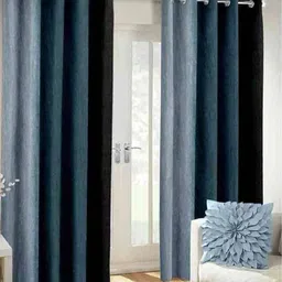 213 cm (7 ft) Polyester Semi Transparent Door Curtain (Pack Of 2) (Solid, Black)-image-60