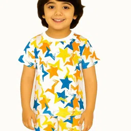 BAESD Boys Star Printed Pure Cotton Short Sleeves T-Shirt With Shorts-image-60