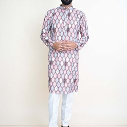 KUNDALI KAKSHAY Men Ethnic Motifs Printed Regular Beads and Stones Kurta with Pyjamas-1