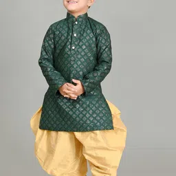 TAKE STYLE Boys Geometric Embroidered Sequinned Dupion Silk Kurta With Patiala-picture-1