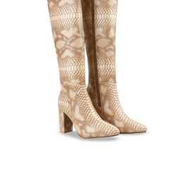 Bxxy Block Heel Snake-Pattern Pu Leather Knee Long Boots-image-86