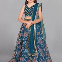 FULPARI Unisex Kids Embroidered Semi-Stitched Lehenga & Unstitched Blouse With Dupatta-picture-9