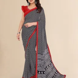 Moda Rapido Women Floral Printed Beads and Stones Poly Georgette Saree-picture-15
