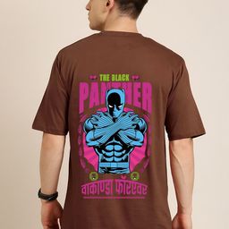 Jack Paris Men Black Panther Graphic Printed Relaxed Fit Cotton T-shirt-image-84