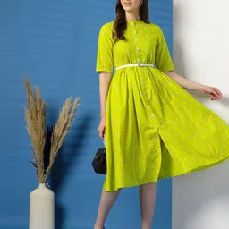 Ramas Women Cotton Shirt Midi Dress With Belted-image-42