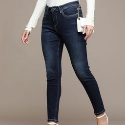 bebe Women Navy Blue Super Skinny Fit High-Rise Clean Look Light Fade Stretchable Jeans-image-6