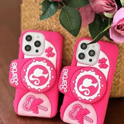 CASE CREATION iPhone 15 Barbie 3D Cute Camera Holder Back Case-19