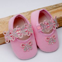 Daizy Studded Butterfly Detailing Booties - Baby Pink-image-61