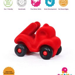 RUBBABU Natural Rubber Fireman Rubba Engine Pull Along Toy- Red-10