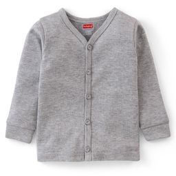 Babyhug Thermal Full Sleeves Solid Front Open Vest - Light Grey-image-51