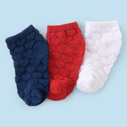 Honeyhap Premium Cotton Bamboo Non Terry Ankle Length  Socks with  Heart Design Pack of 3 - White Navy Peony & High Risk Red-image-15