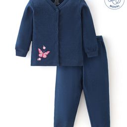 Babyoye Full Sleeves Thermal Inner Wear Set Butterfly Print - Navy Blue-image-96