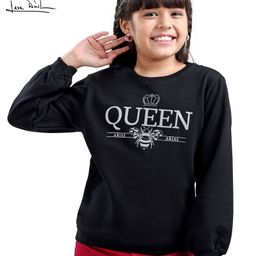 Arias Cotton Brushed Terry Full Sleeves Sweatshirt With Text Print & Heat Stud Applique - Black-image-61