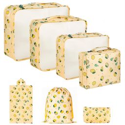 House of Quirk Packing Cubes 7 Pieces Travel Luggage Packing Organizers Set with Toiletry Bag - Yellow Lemon-picture-4