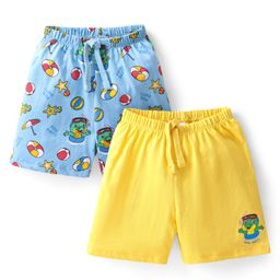 Babyhug Cotton Knit Shorts With Dino Print Pack of 2 - Multicolour-image-93
