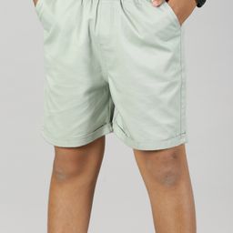 Kiddopanti Solid  Roll Up Shorts - Light Green-image-91