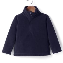 Kanvin Fleece Woven Full Sleeves Solid Colour Sweatshirt - Navy Blue-image-92