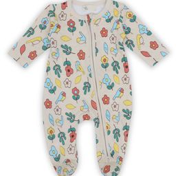 A Toddler Thing 100% Cotton Full Sleeves Floral & Birds Printed Quilted Romper - Cream-image-17