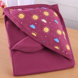 Simply Interlock Knit Hooded Towel & Wrapper with Sun Print L 80 x B 80 cm - Plum-image-5