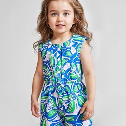 Babyhug Cotton Knit Sleeveless Jumpsuit With Floral Print & Bow Applique - White-image-84