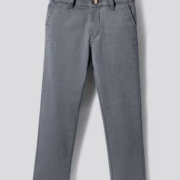 Primo Gino Cotton Woven Full Length Chino Straight Fit Solid Trouser - Grey-image-71