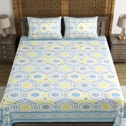 Sangria Grey & White Ethnic Motifs Pure Cotton 210TC Double King Bedsheet Set-2.74mx2.28m-image-76