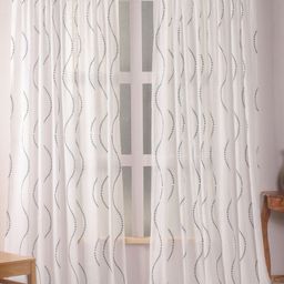 HOMEMONDE Grey & White 2 Pieces Printed Cotton Sheer Window Curtains-image-37
