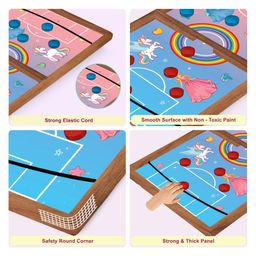 Little Berry 3-in-1 Wooden String Hockey Board Game for Adults & Kids With Ludo & Snakes Ladders: Unicorn & Princess Theme - Fastest Finger First Game (Multicolour) image 5