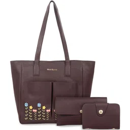 Black Spade Floral PU Structured Tote Bag-58
