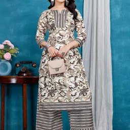 ZELZIS Women Floral Printed Regular Pure Cotton Kurta with Palazzos-picture-17