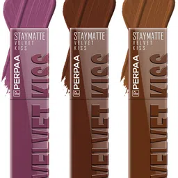 PERPAA Set Of 3 Velvet Kiss Waterproof Matte Liquid Lipstick -3.5 ml Each -Shades 06-07-11-86