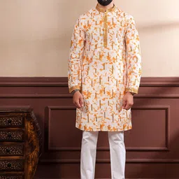 Koshin Men Embroidered Mirror Work Kurta with Pyjamas-image-47