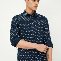 max Men Spread Collar Micro Ditsy Printed Cotton Casual Shirt-image-61