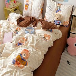 JC HOME Brown Polycotton Single Regular Bedding Set-image-43