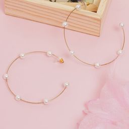CORSICA Rose Gold-Plated Pearls Contemporary Half Hoop Earrings-image-29