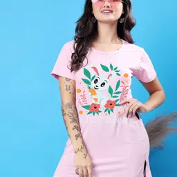 SWIFTLY Women Floral Printed Bio Finish Applique T-shirt-image-53
