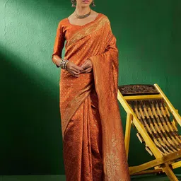 MANVAA Ethnic Motifs Woven Design Zari Banarasi Saree-picture-39