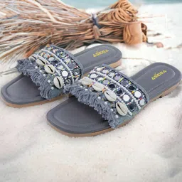 ASIDEA Women Embellished Party Open Toe Flats-image-65