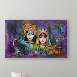 Tushaco Handicrafts Purple & Blue 1 Piece Canvas Religious Wall Paintings-image-88