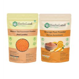 HerbsLand Set Of 2 100% Pure & Natural Masoor Dal & Orange Peel Facepack Powder-100 g Each-18