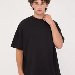 SMAN Men Abstract Solid Round Neck Oversized T-shirt-image-13