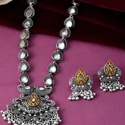 Sangria Silver-Plated Stainless Steel American Diamond Jewellery Set-image-80