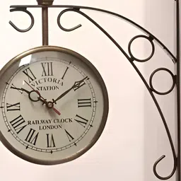 Nutts Bronze-Toned & Black Double Sided Analogue Vintage Wall Clock-image-57