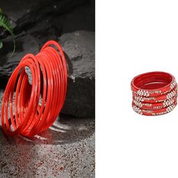 SOMIL Women Pack Of 2 Red Glass Ethnic Handcrafted Traditional Bangle-image-42