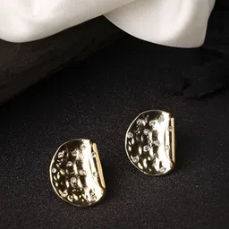 DressBerry Gold-Plated Artificial Stones Textured Quirky Studs-10