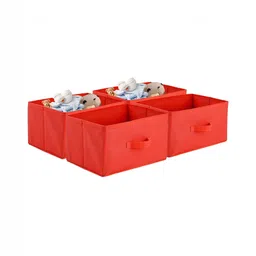 Aura Red Set of 4 Regular Foldable & Multipurpose Wardrobe Storage Box Drawer Organiser-15