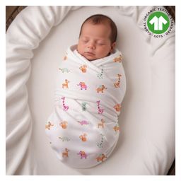 Mom's Home Organic Cotton Muslin Swaddle Small Elephant Print - White Blue-picture-11