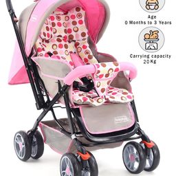 Babyhug Comfy Ride Stroller With Reversible Handle - Pink-12